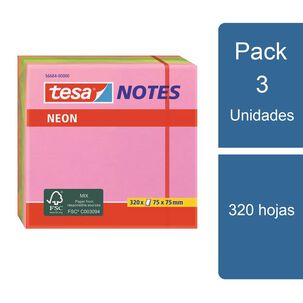 Pack 3 Notas Adhesivas Neón 75x75mm 320 Hojas Tesa